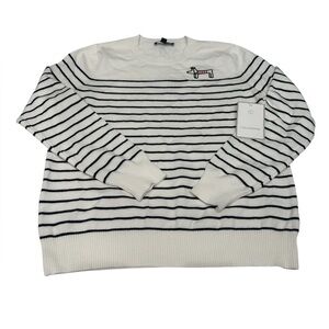 Anthropologie Calligraphie Women’s  Sweater Top Stripes Dog  NEW L